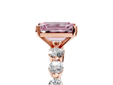 Rose gold Fancy Pink Emerald  Solitaire Diamond Ring with Pave Band and Four-Prong Setting_275