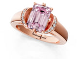 Rose gold Fancy Pink Emerald  Solitaire Diamond Ring with Pave Band and Six-Prong Setting_33