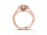 Rose gold Fancy Pink Emerald  Solitaire Diamond Ring with Pave Band and Six-Prong Setting_35