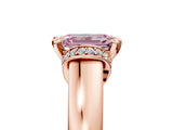Rose gold Fancy Pink Emerald  Solitaire Diamond Ring with Pave Band and Six-Prong Setting_37