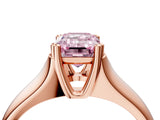 Rose gold Fancy Pink Emerald  Solitaire Diamond Ring with Six-Prong Cathedral Setting_36