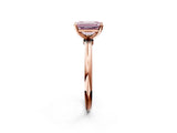 Rose gold Fancy Pink Emerald  Solitaire Diamond Ring with Six-Prong Setting on a Classic Band 2
