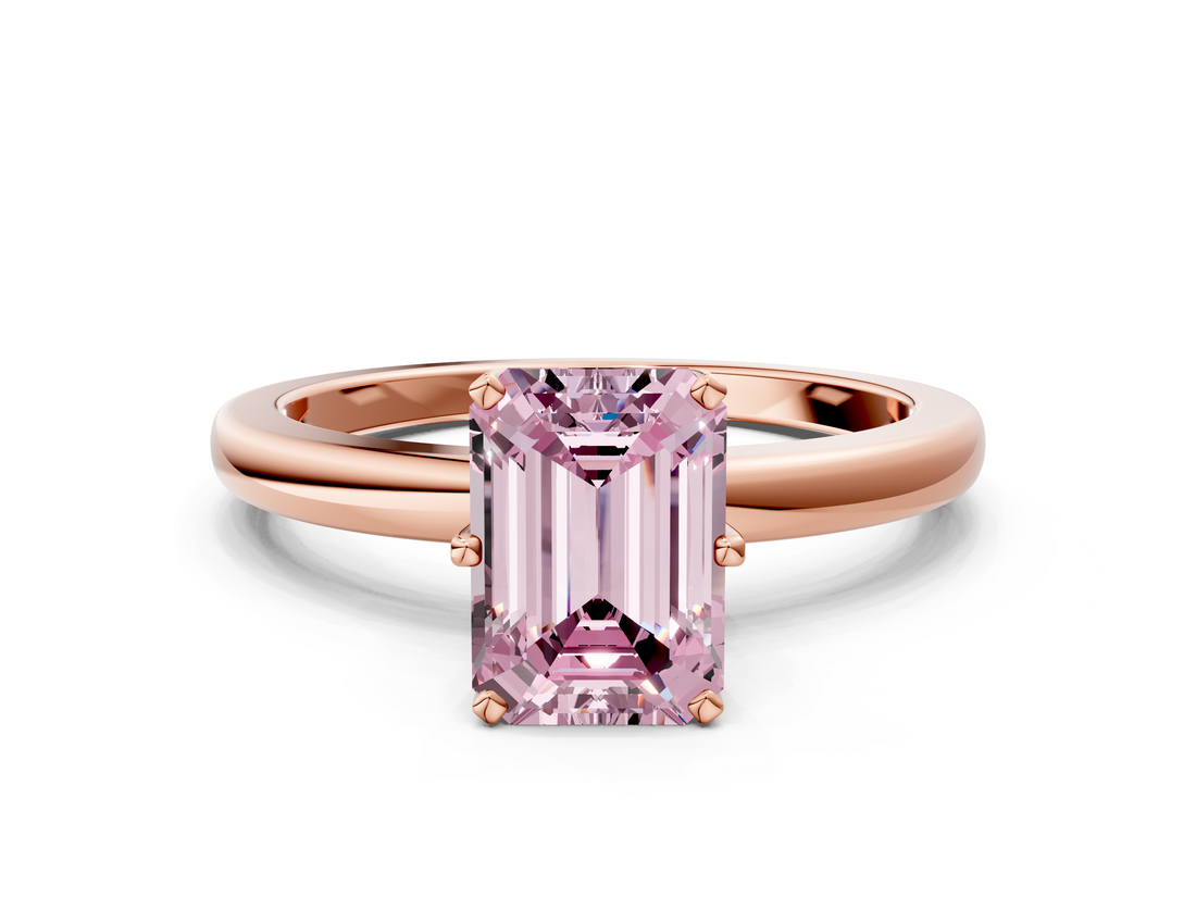 Rose gold Fancy Pink Emerald  Solitaire Diamond Ring with Six-Prong Setting on a Classic Band_3