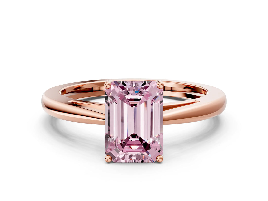 Rose gold Fancy Pink Emerald  Solitaire Diamond Ring with Split Shank and Four-Prong Setting_12