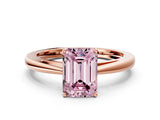 Rose gold Fancy Pink Emerald  Solitaire Diamond Ring with Split Shank and Four-Prong Setting_12