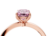 Rose gold Fancy Pink Emerald  Solitaire Diamond Ring with Thin Band and Four-Prong Setting_7