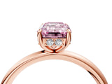 Rose gold Fancy Pink Emerald  Solitaire Diamond Ring with a Classic Band and Four-Prong Setting 4