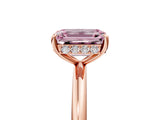 Rose gold Fancy Pink Emerald  Solitaire Diamond Ring with a Classic Band and Four-Prong Setting 5