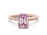Rose gold Fancy Pink Emerald  Solitaire Diamond Ring with a Classic Band and Four-Prong Setting