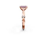 Rose gold Fancy Pink Emerald  Solitaire Diamond Twisted Band with Four-Prong Setting_64