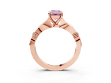 Rose gold Fancy Pink Emerald  Solitaire Diamond Twisted Band with Four-Prong Setting_65