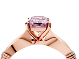 Rose gold Fancy Pink Emerald  Solitaire Diamond Twisted Band with Four-Prong Setting_67