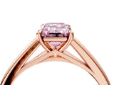 Rose gold Fancy Pink Emerald  Solitaire Engagement Ring with Four-Prong Setting and Classic Band 5
