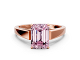 Rose gold Fancy Pink Emerald  Solitaire Engagement Ring with Four-Prong Setting and Tapered Band_3