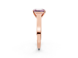 Rose gold Fancy Pink Emerald  Solitaire Engagement Ring with Four-Prong Setting and Tapered Band_5