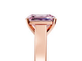 Rose gold Fancy Pink Emerald  Solitaire Engagement Ring with Four-Prong Setting and Tapered Band_8