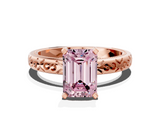 Rose gold Fancy Pink Emerald  Solitaire Engagement Ring with Scrollwork Band and Four-Prong Setting_147
