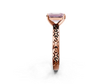Rose gold Fancy Pink Emerald  Solitaire Engagement Ring with Scrollwork Band and Four-Prong Setting_149