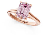 Rose gold Fancy Pink Emerald  Solitaire Engagement Ring with Six-Prong Setting and Classic Band 2