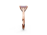 Rose gold Fancy Pink Emerald  Solitaire Engagement Ring with Six-Prong Setting and Classic Band 3