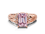 Rose gold Fancy Pink Emerald  Solitaire Filigree Engagement Ring with Halo and Prong Setting_68