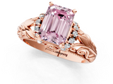 Rose gold Fancy Pink Emerald  Solitaire Filigree Engagement Ring with Halo and Prong Setting_71