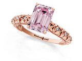 Rose gold Fancy Pink Emerald  Solitaire Floral Milgrain Engagement Ring_32