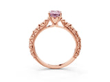Rose gold Fancy Pink Emerald  Solitaire Floral Milgrain Engagement Ring_34