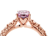 Rose gold Fancy Pink Emerald  Solitaire Floral Milgrain Engagement Ring_35