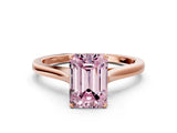 Rose gold Fancy Pink Emerald  Solitaire Heart Prong Engagement Ring with Tapered Band_55