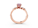Rose gold Fancy Pink Emerald  Solitaire Marquise Twist Band with Six-Prong Setting_67