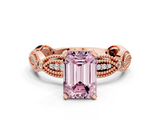 Rose gold Fancy Pink Emerald  Solitaire Milgrain Diamond Engagement Ring with Bezel and Marquise Band_54