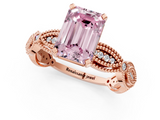 Rose gold Fancy Pink Emerald  Solitaire Milgrain Diamond Engagement Ring with Bezel and Marquise Band_55