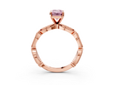 Rose gold Fancy Pink Emerald  Solitaire Milgrain Diamond Engagement Ring with Bezel and Marquise Band_57
