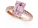 Rose gold Fancy Pink Emerald  Solitaire Pavé Band Prong Setting Ring_20