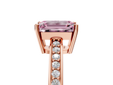 Rose gold Fancy Pink Emerald  Solitaire Pavé Band Prong Setting Ring_24