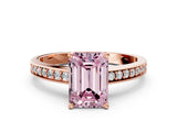 Rose gold Fancy Pink Emerald  Solitaire Pavé Band Prong Setting Ring_48