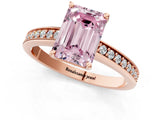 Rose gold Fancy Pink Emerald  Solitaire Pavé Band Prong Setting Ring_49