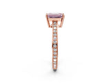 Rose gold Fancy Pink Emerald  Solitaire Pavé Band Prong Setting Ring_50