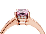 Rose gold Fancy Pink Emerald  Solitaire Pavé Band Prong Setting Ring_52