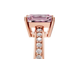 Rose gold Fancy Pink Emerald  Solitaire Pavé Band Prong Setting Ring_53