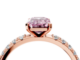 Rose gold Fancy Pink Emerald  Solitaire Pavé Band with Four-Prong Setting_137