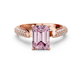 Rose gold Fancy Pink Emerald  Solitaire Pavé Diamond Engagement Ring with Four-Prong Setting_120