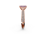 Rose gold Fancy Pink Emerald  Solitaire Pavé Diamond Engagement Ring with Four-Prong Setting_122