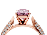 Rose gold Fancy Pink Emerald  Solitaire Pavé Diamond Engagement Ring with Four-Prong Setting_124