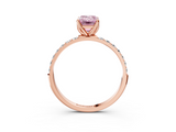 Rose gold Fancy Pink Emerald  Solitaire Pavé Diamond Engagement Ring with Four-Prong Setting_28