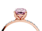 Rose gold Fancy Pink Emerald  Solitaire Pavé Diamond Engagement Ring with Four-Prong Setting_29
