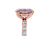 Rose gold Fancy Pink Emerald  Solitaire Pavé Diamond Engagement Ring with Four-Prong Setting_30