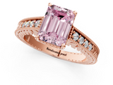 Rose gold Fancy Pink Emerald  Solitaire Pavé Diamond Milgrain Engagement Ring with Four-Prong Setting_4