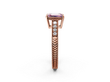 Rose gold Fancy Pink Emerald  Solitaire Pavé Diamond Milgrain Engagement Ring with Four-Prong Setting_5